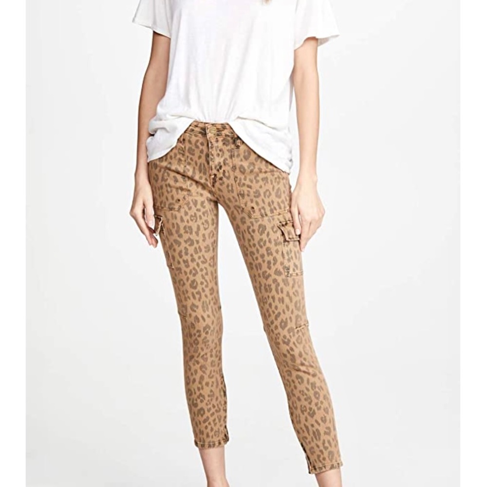 FRAME Cargo Skinny cropped leopard-print mid-rise skinny jeans size 25